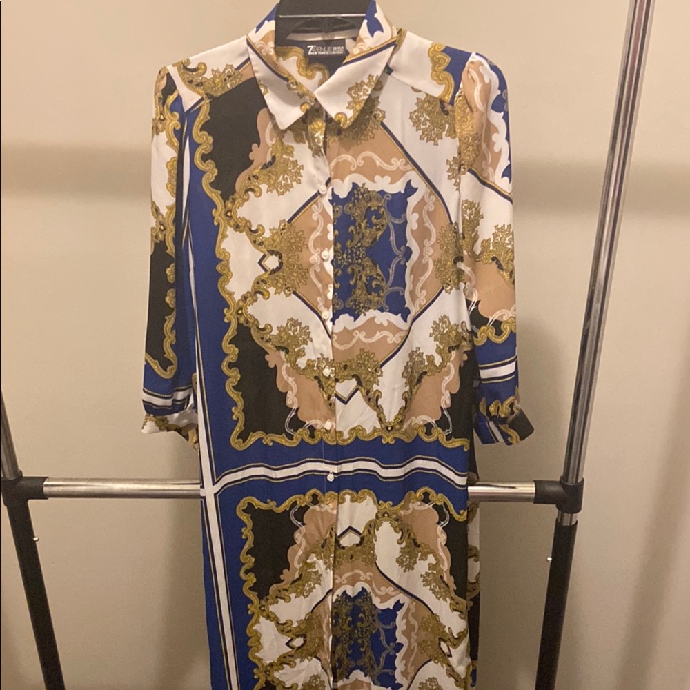 Zara Multicolor Baroque Print Dress